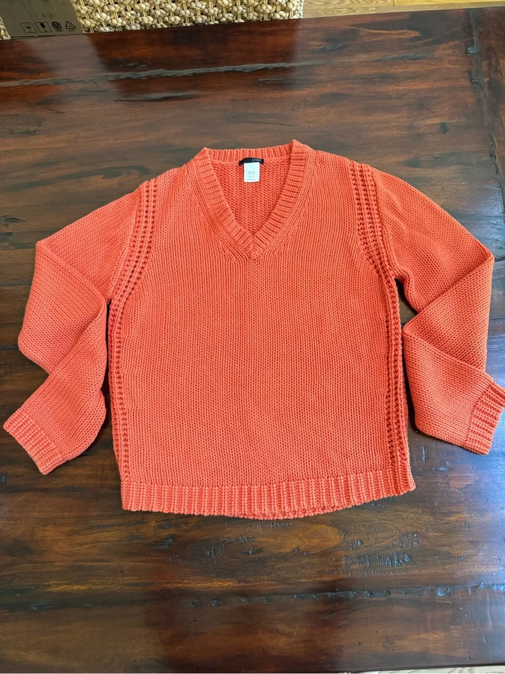 Vintage J Crew Orange Cotton Chunky Knit Sweater L